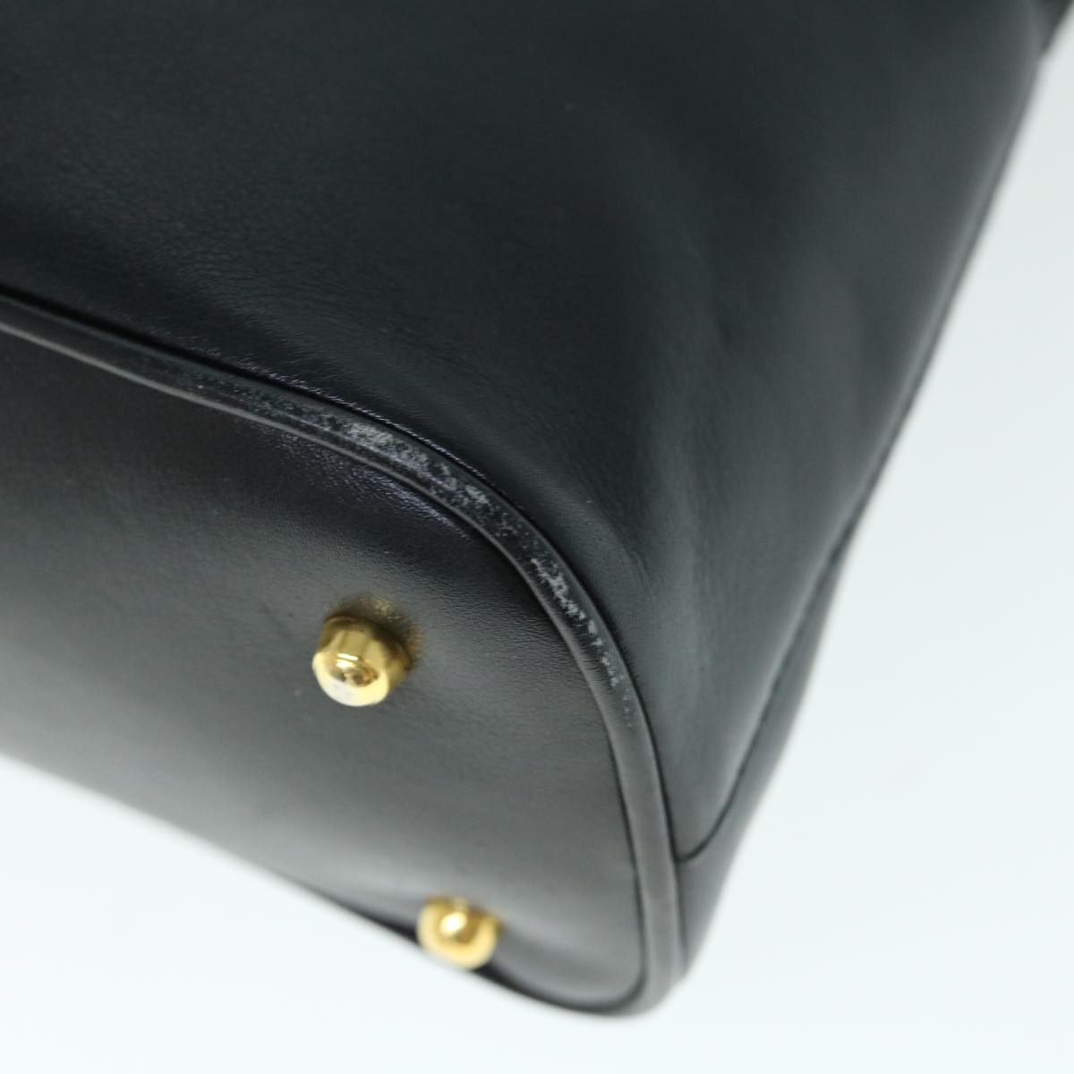 GUCCI Bamboo Hand Bag Leather 2way Black yk9845