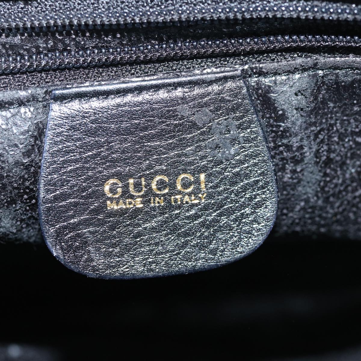 GUCCI Bamboo Hand Bag Leather 2way Black yk9845