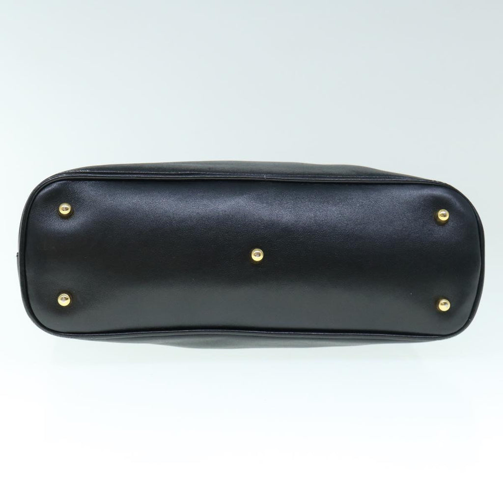 GUCCI Bamboo Hand Bag Leather 2way Black yk9845