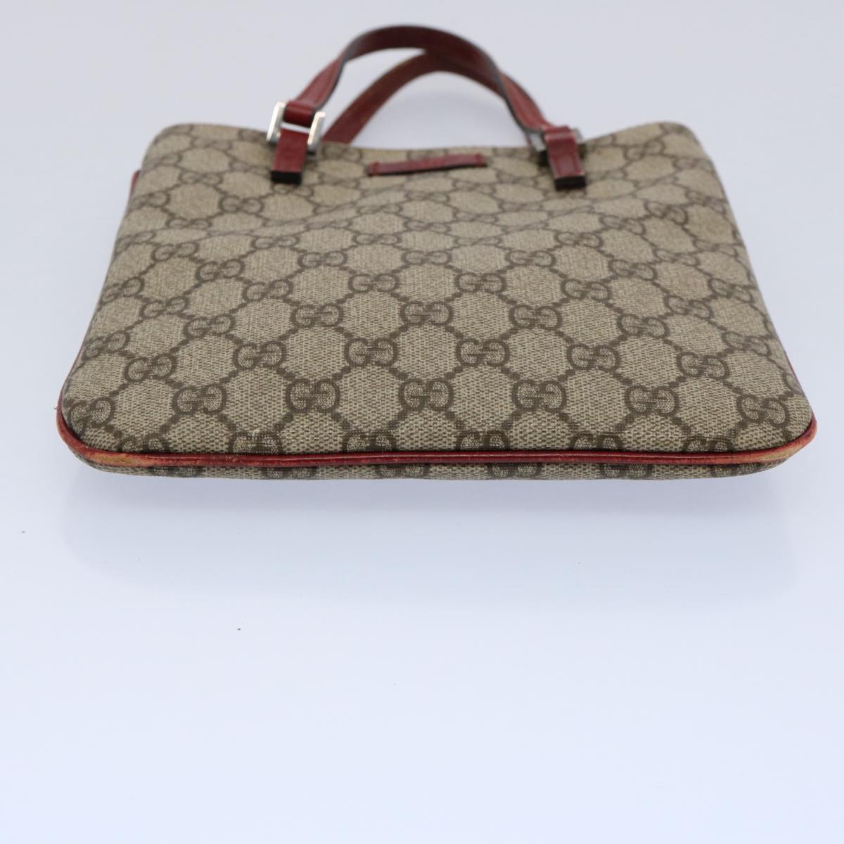 GUCCI GG Canvas Hand Bag PVC Beige Red 114600 yk9846