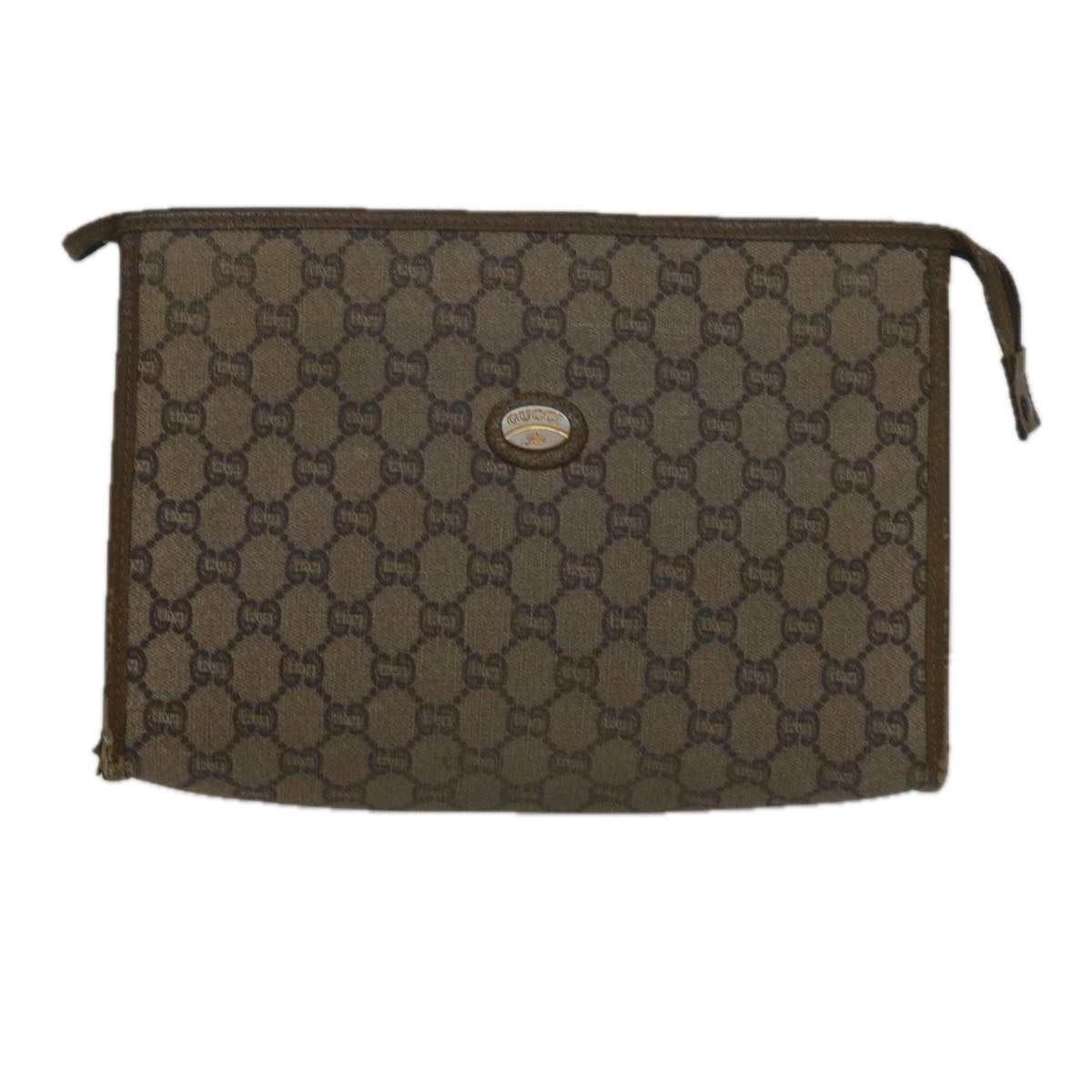 GUCCI Fendi Micro GG Canvas Clutch Bag PVC 2Set Beige yk9852