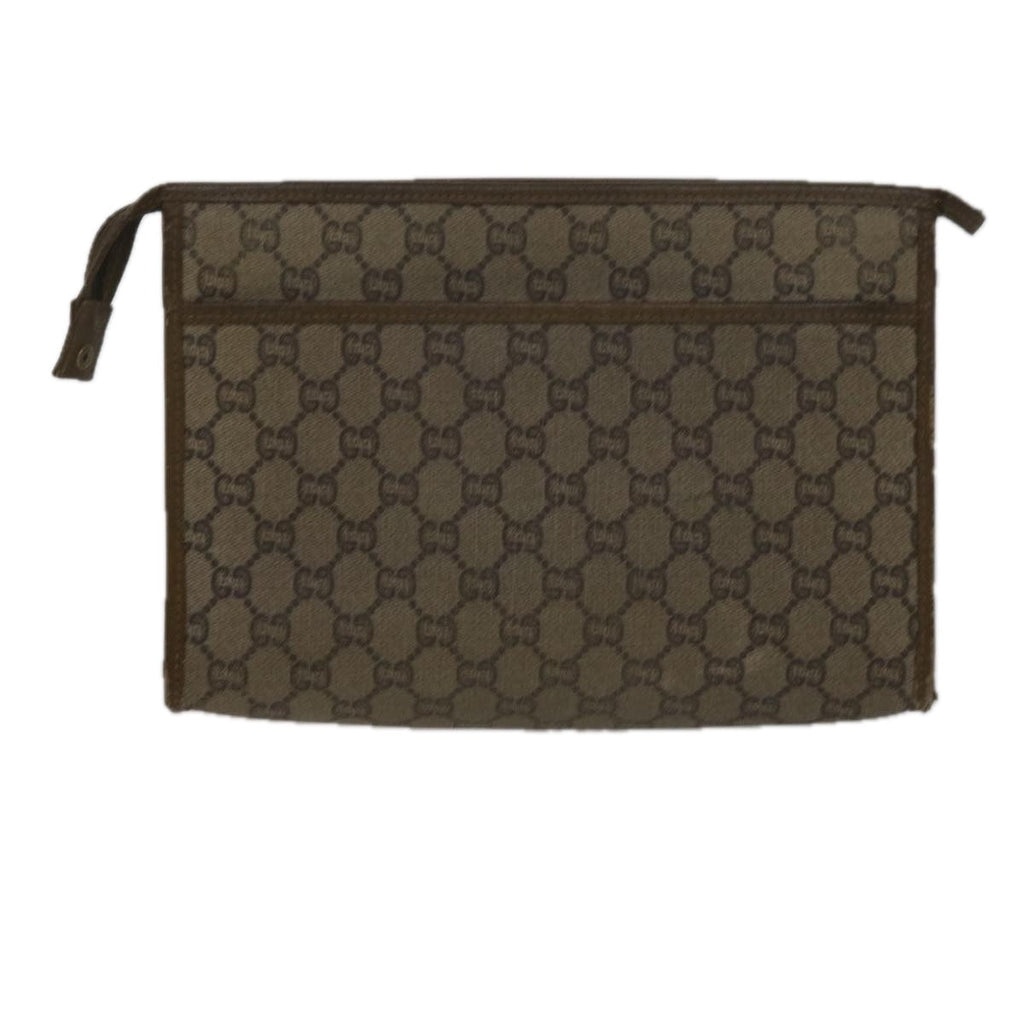 GUCCI Fendi Micro GG Canvas Clutch Bag PVC 2Set Beige yk9852