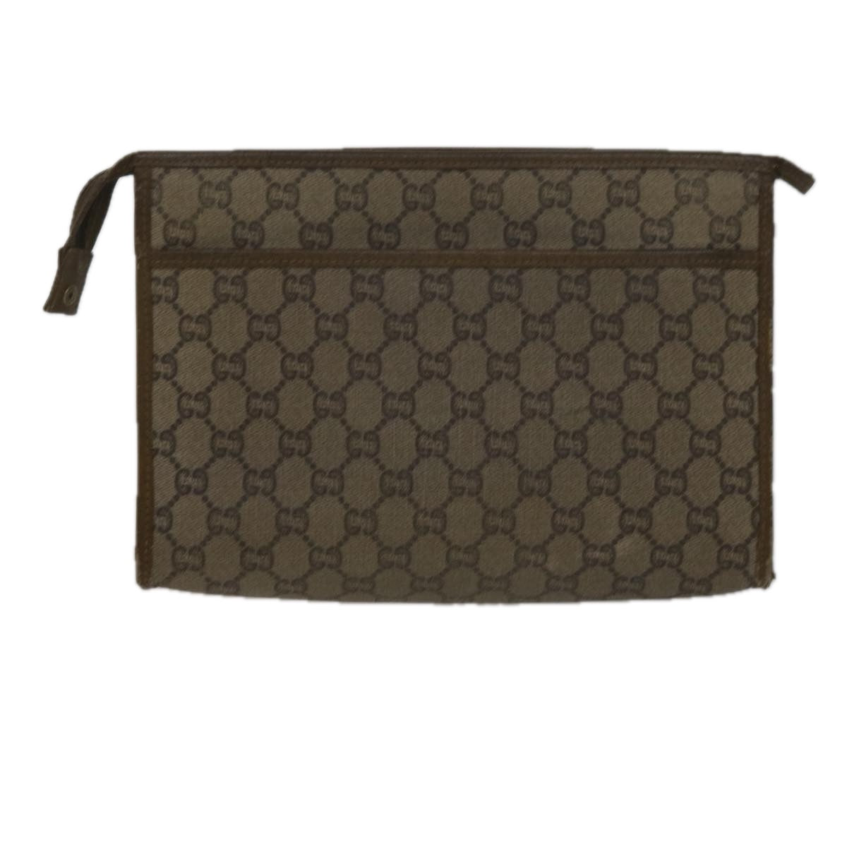 GUCCI Fendi Micro GG Canvas Clutch Bag PVC 2Set Beige yk9852