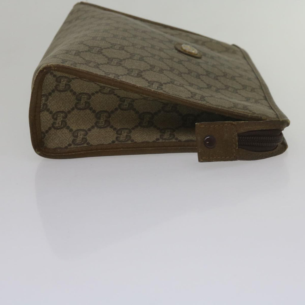 GUCCI Fendi Micro GG Canvas Clutch Bag PVC 2Set Beige yk9852
