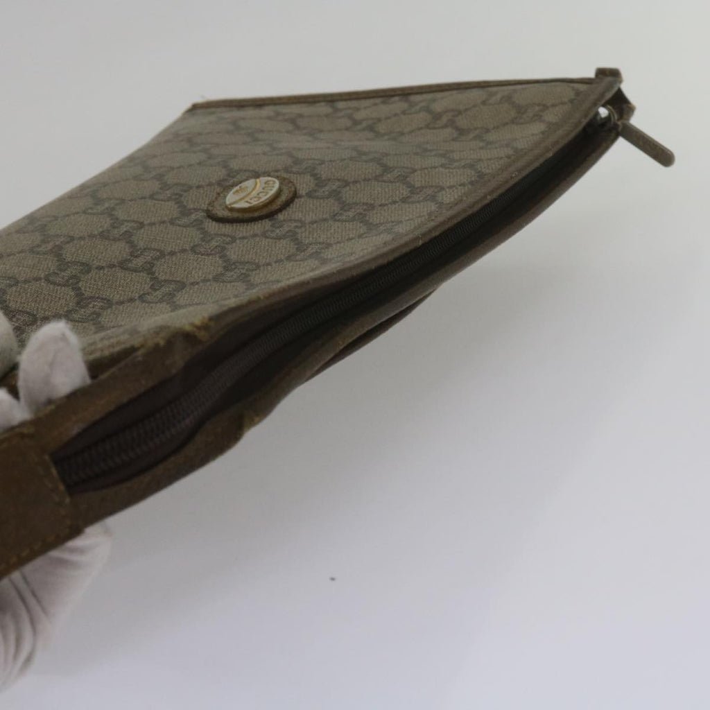 GUCCI Fendi Micro GG Canvas Clutch Bag PVC 2Set Beige yk9852