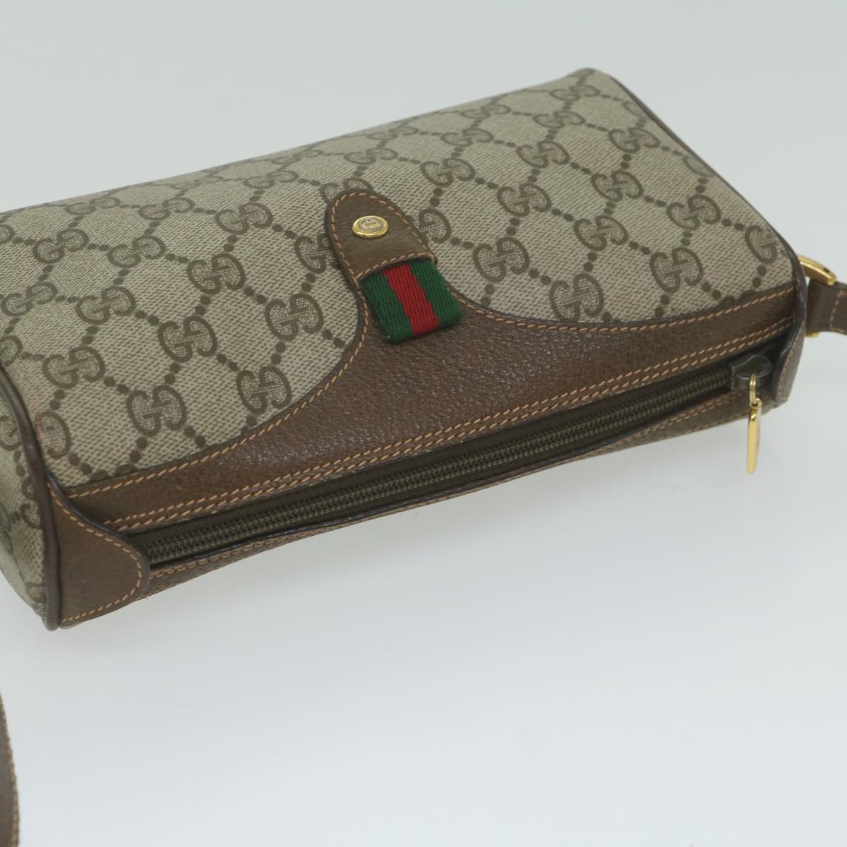 GUCCI GG Supreme Web Sherry Line Shoulder Bag Beige Red 89 02 018 yk9859