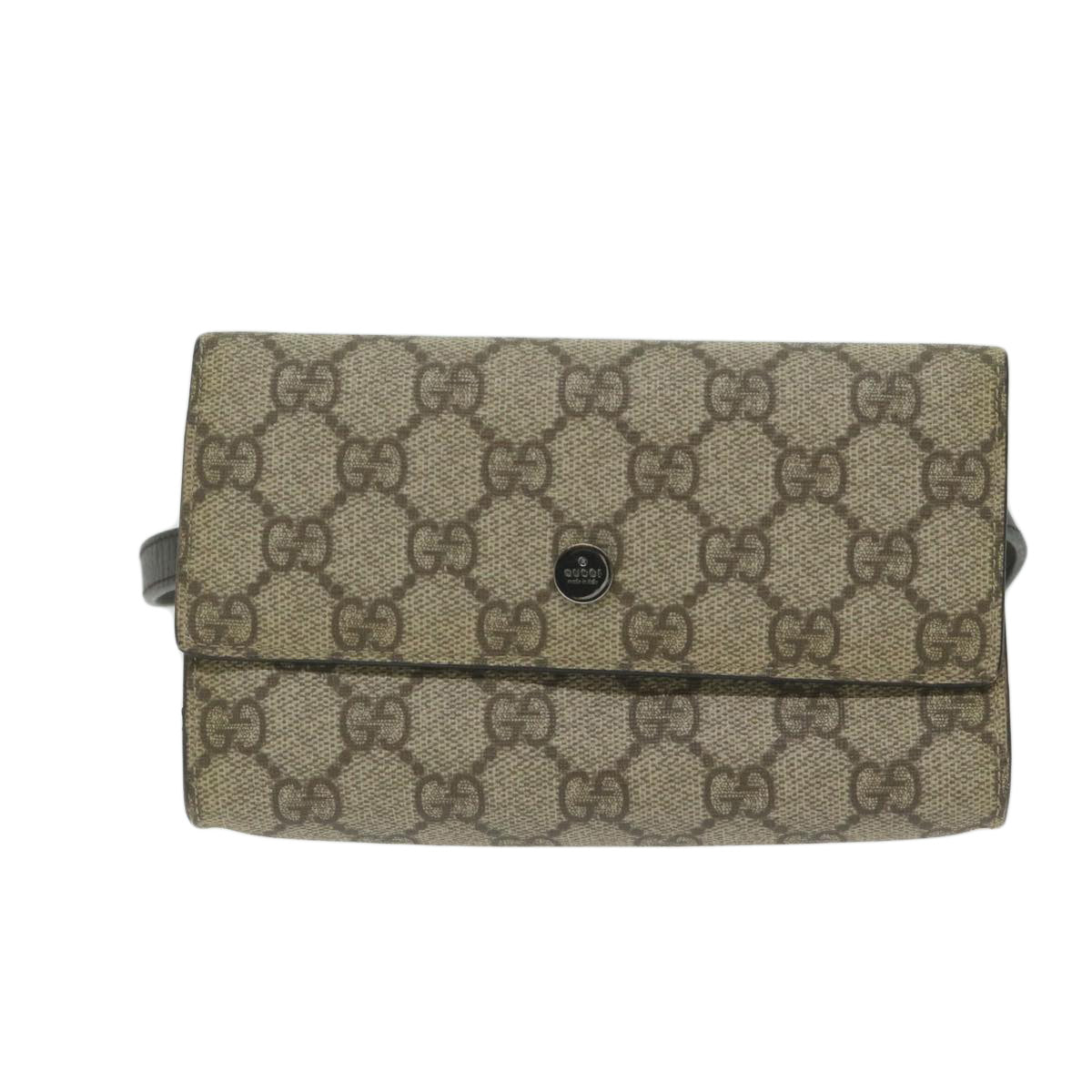GUCCI GG Supreme Waist bag PVC Leather Beige 137376 yk9875