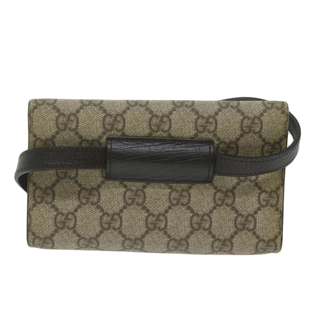 GUCCI GG Supreme Waist bag PVC Leather Beige 137376 yk9875