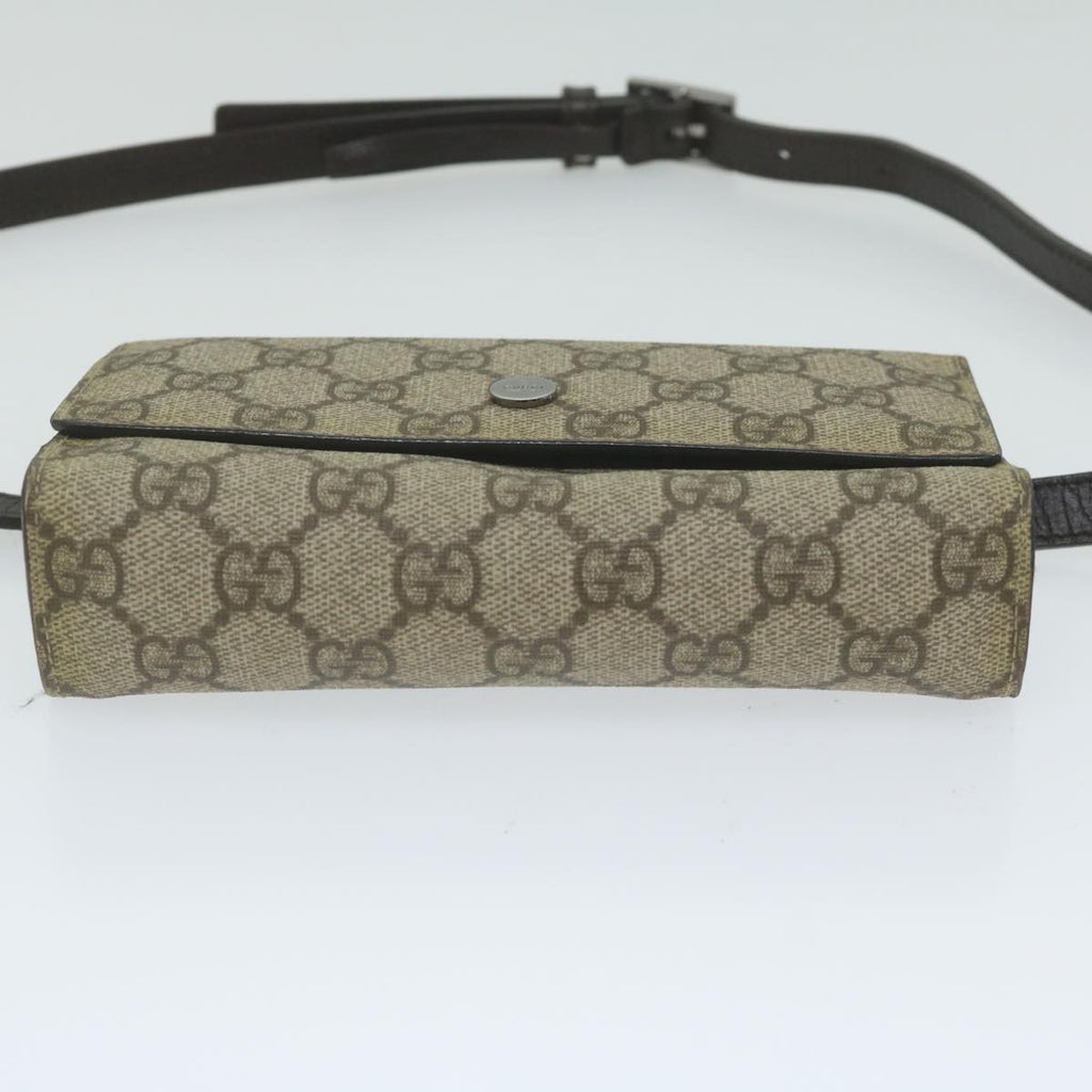 GUCCI GG Supreme Waist bag PVC Leather Beige 137376 yk9875