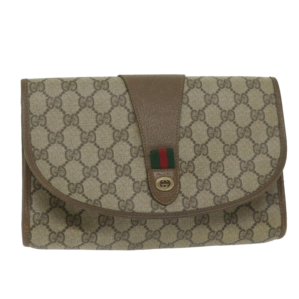 GUCCI GG Supreme Web Sherry Line Clutch Bag Beige Red 89 01 030 yk9877