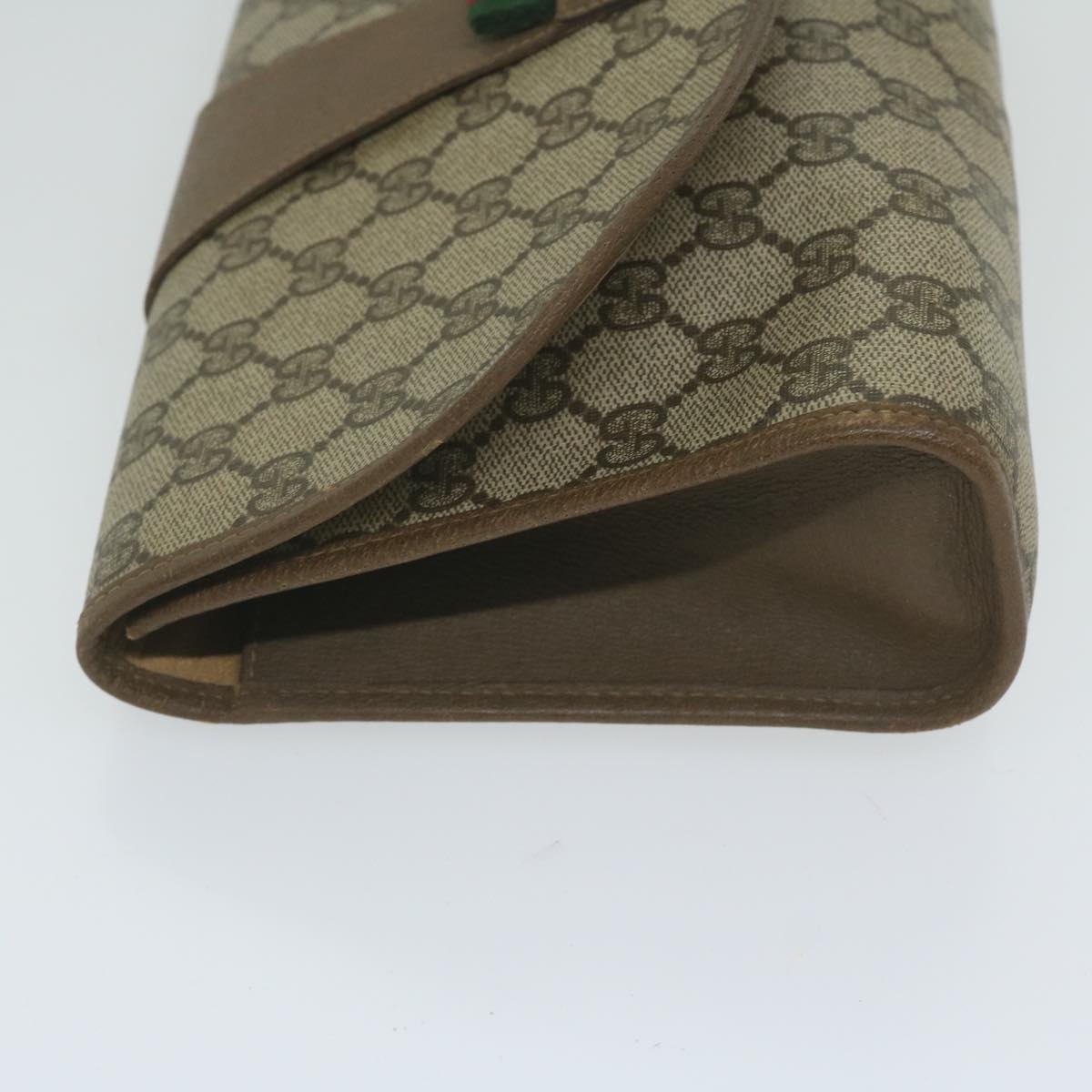 GUCCI GG Supreme Web Sherry Line Clutch Bag Beige Red 89 01 030 yk9877