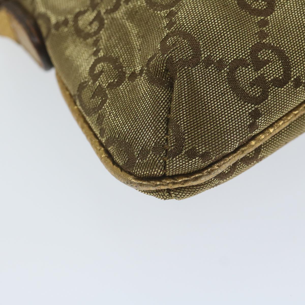 GUCCI GG Canvas Chain Accessory Pouch Gold Tone 153020 yk9893