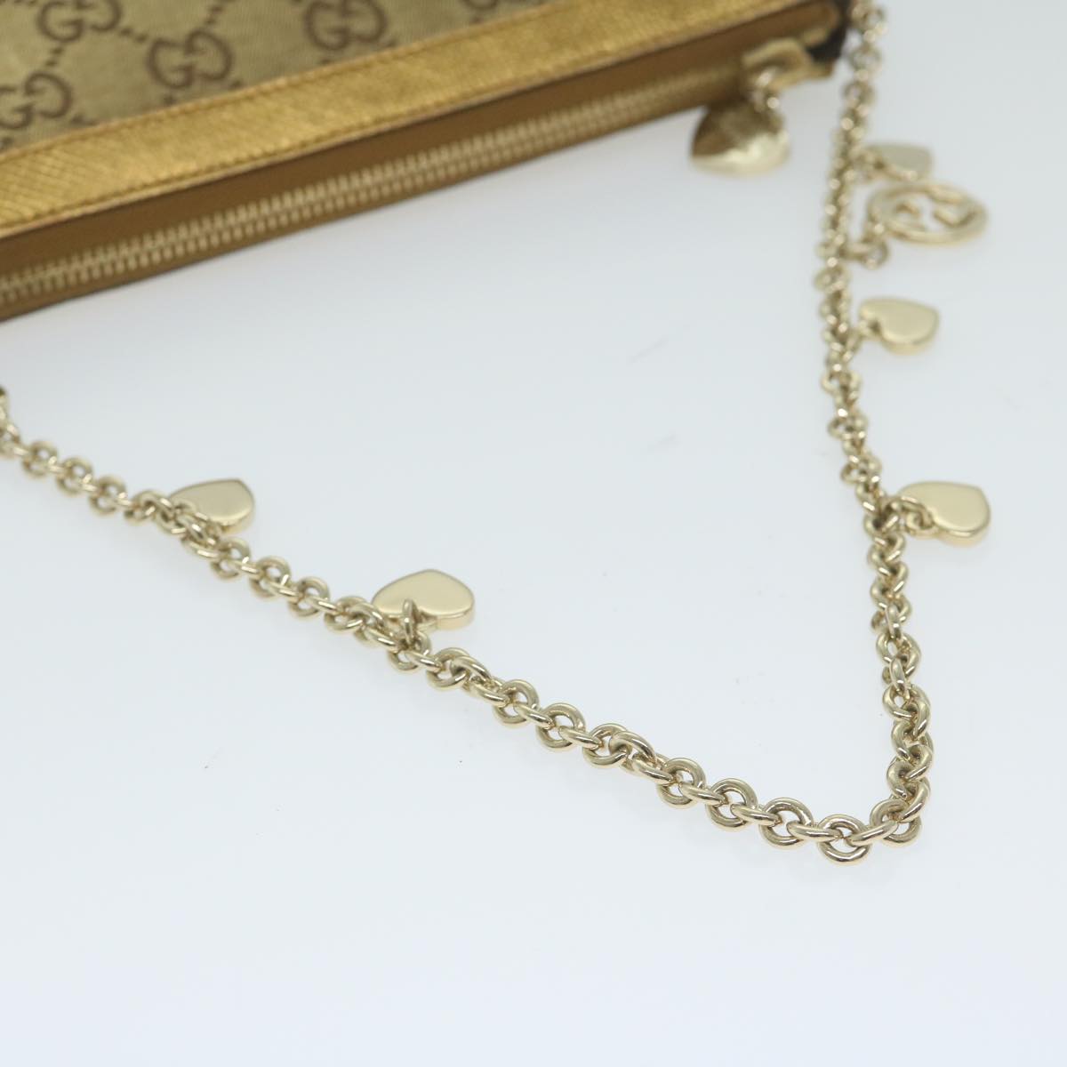 GUCCI GG Canvas Chain Accessory Pouch Gold Tone 153020 yk9893