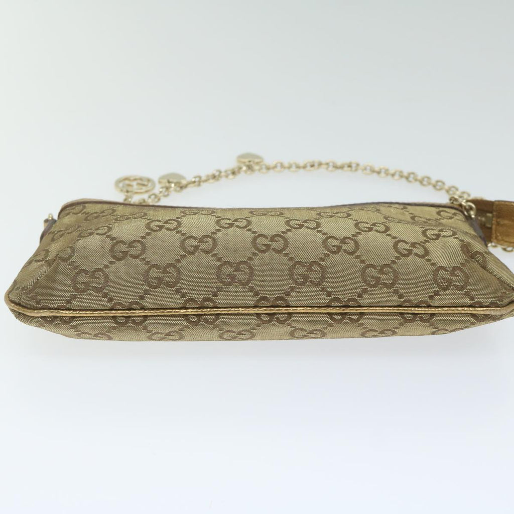 GUCCI GG Canvas Chain Accessory Pouch Gold Tone 153020 yk9893