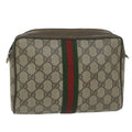 GUCCI GG Supreme Web Sherry Line Clutch Bag Beige Red 84 01 012 yk9904
