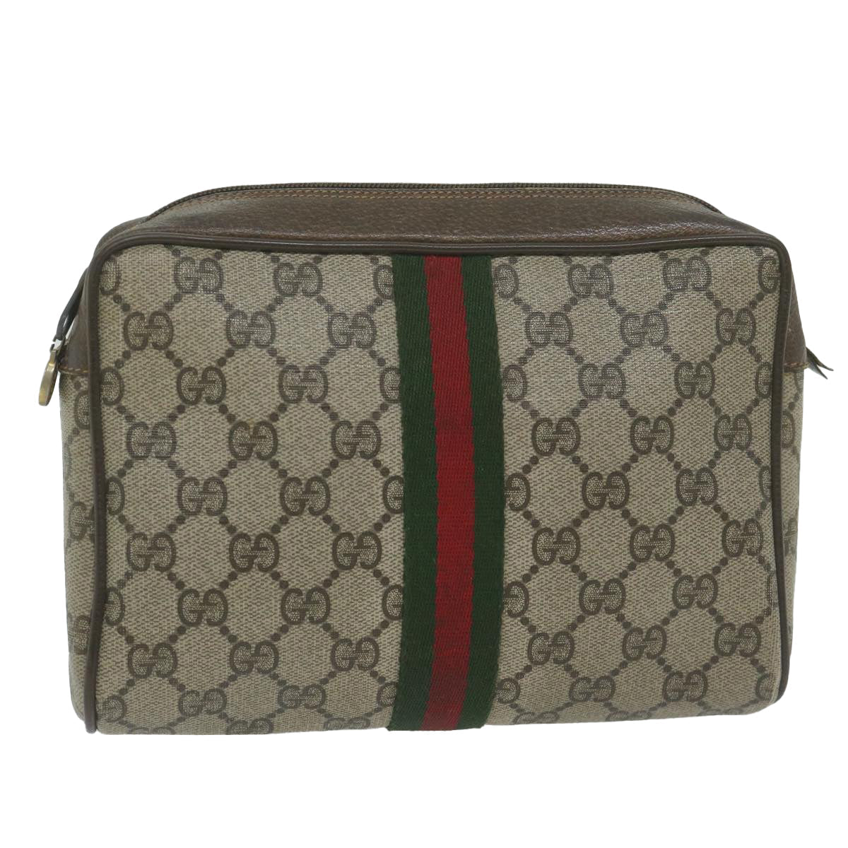 GUCCI GG Supreme Web Sherry Line Clutch Bag Beige Red 84 01 012 yk9904