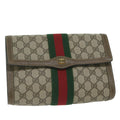 GUCCI GG Supreme Web Sherry Line Clutch Bag Beige Red 89 01 006 yk9906