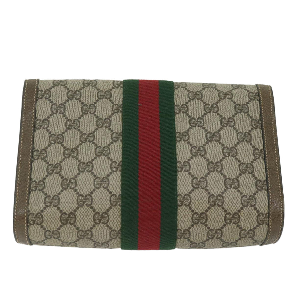 GUCCI GG Supreme Web Sherry Line Clutch Bag Beige Red 89 01 006 yk9906