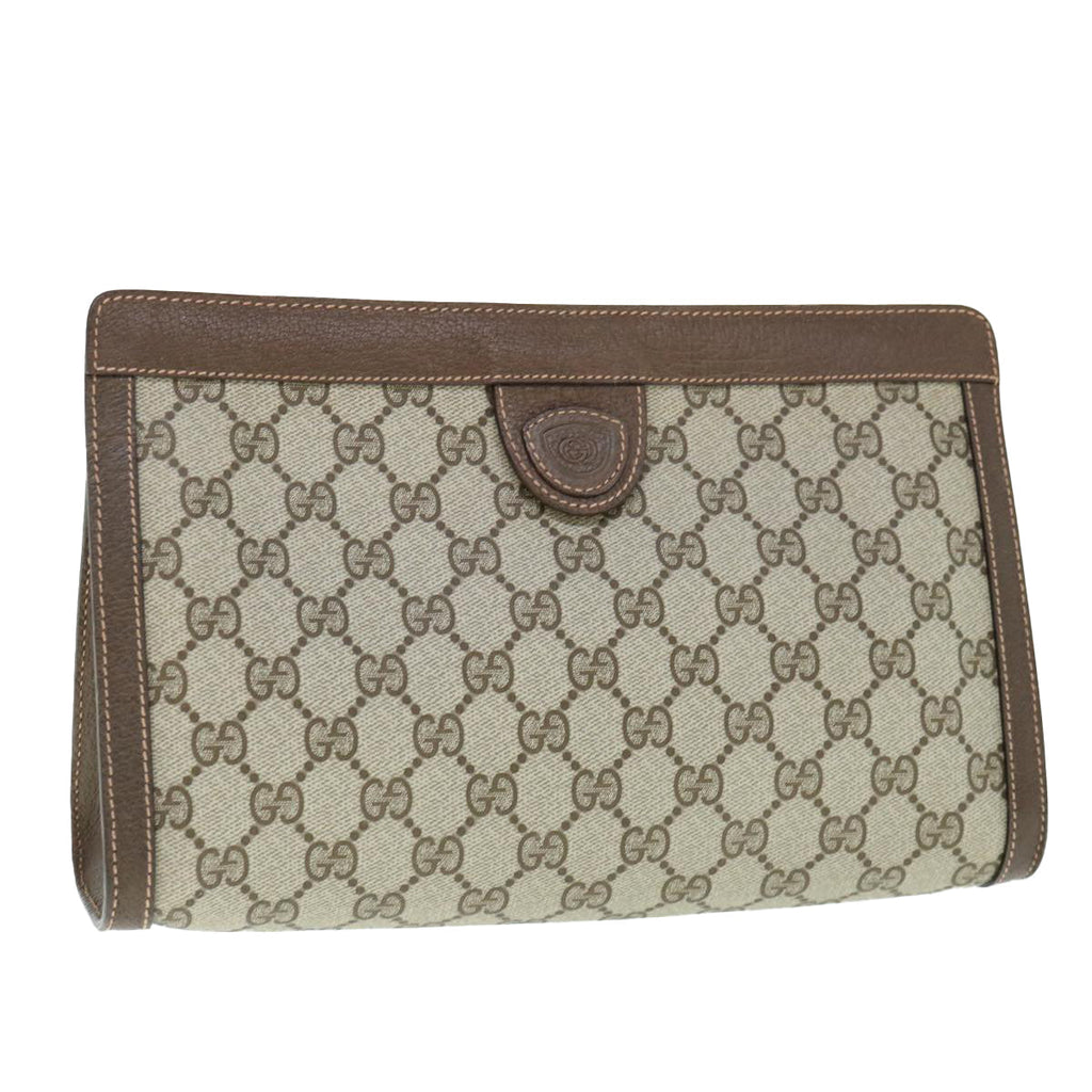 GUCCI GG Supreme Clutch Bag PVC Leather Beige 014 123 yk9907