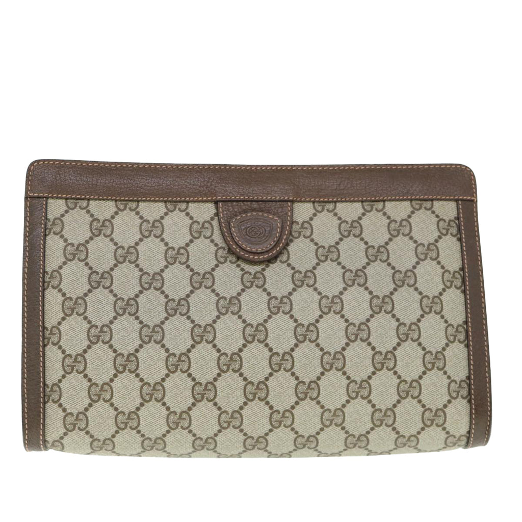 GUCCI GG Supreme Clutch Bag PVC Leather Beige 014 123 yk9907