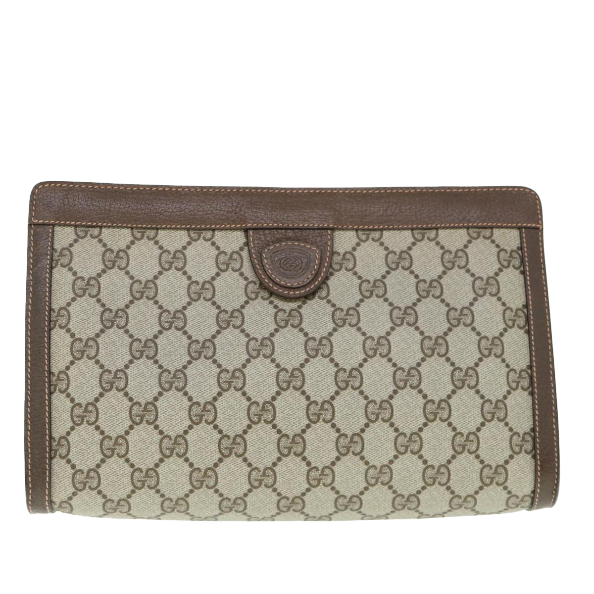 GUCCI GG Supreme Clutch Bag PVC Leather Beige 014 123 yk9907
