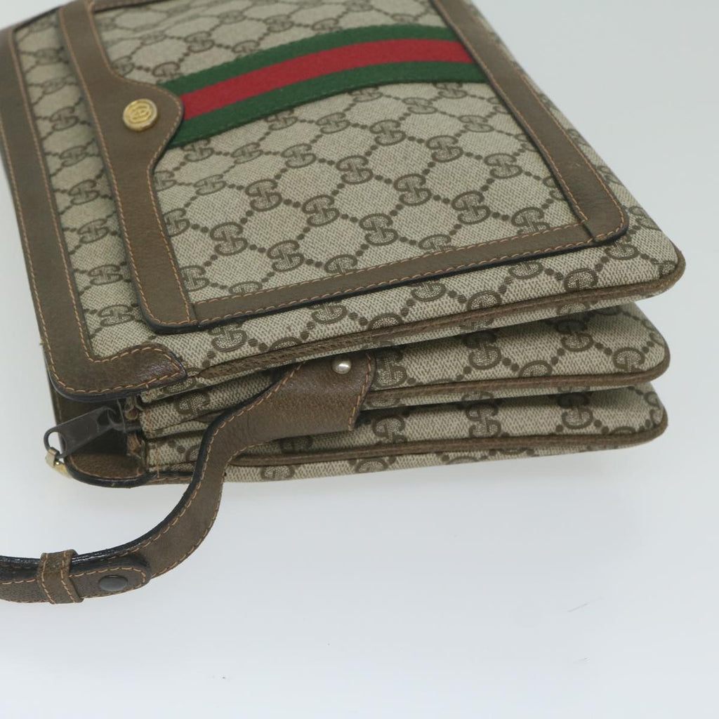 GUCCI GG Supreme Web Sherry Line Shoulder Bag Beige Red 010 378 yk9916