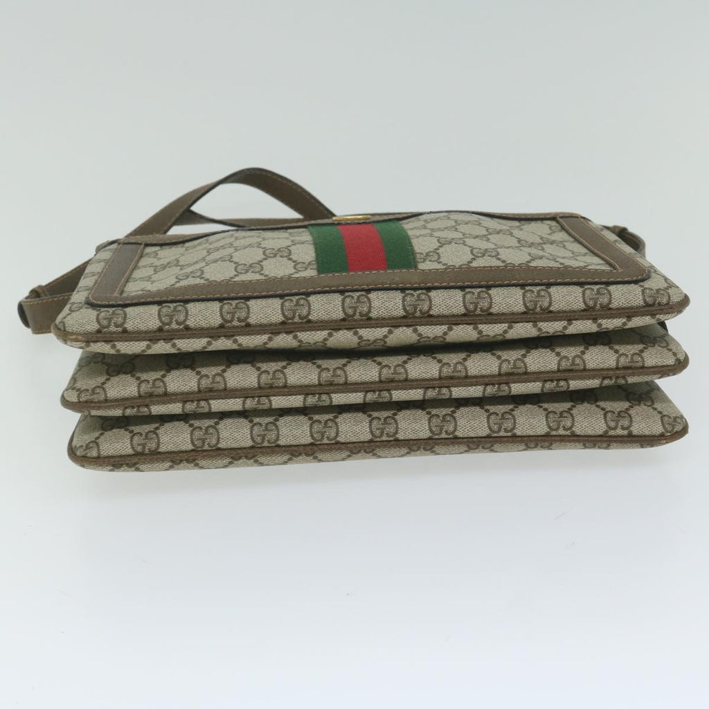 GUCCI GG Supreme Web Sherry Line Shoulder Bag Beige Red 010 378 yk9916