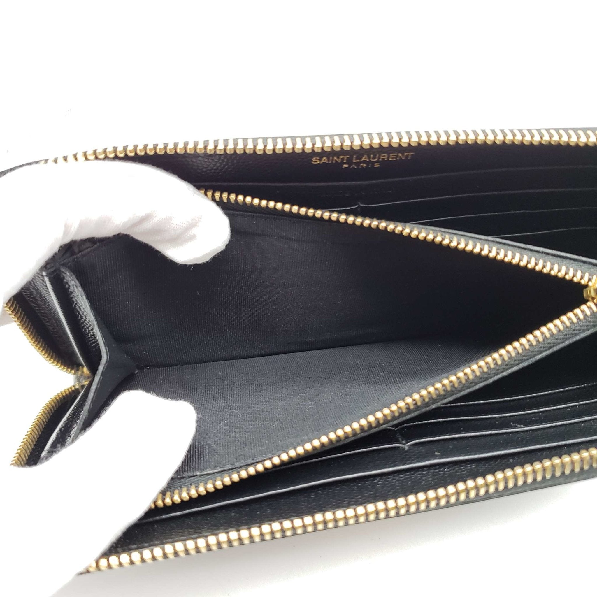 YSL Yves Saint Laurent Black Zippy Wallet