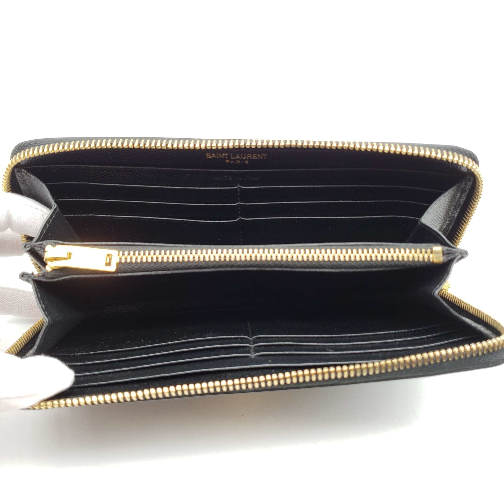 YSL Yves Saint Laurent Black Zippy Wallet