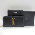 YSL Yves Saint Laurent Black Zippy Wallet