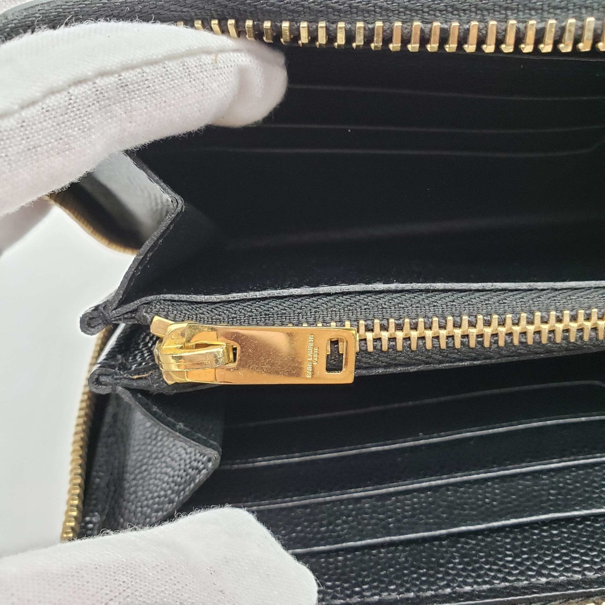 YSL Yves Saint Laurent Black Zippy Wallet