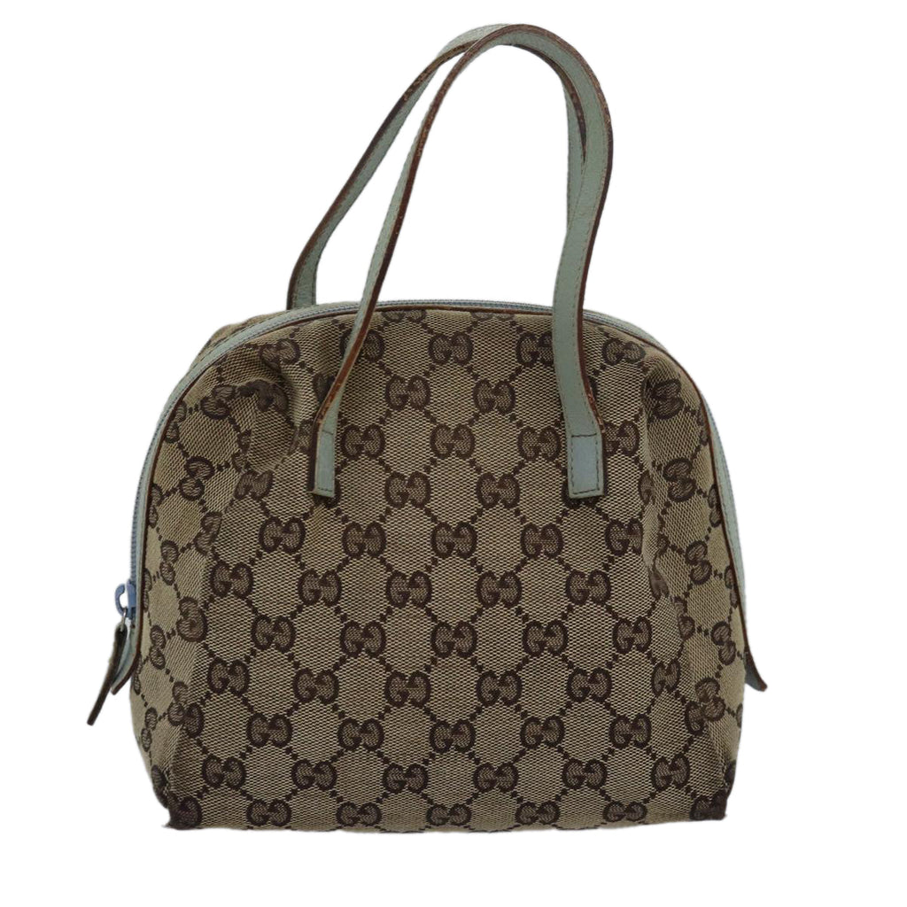 GUCCI GG Canvas Hand Bag Beige Light Blue 124542 yt1006