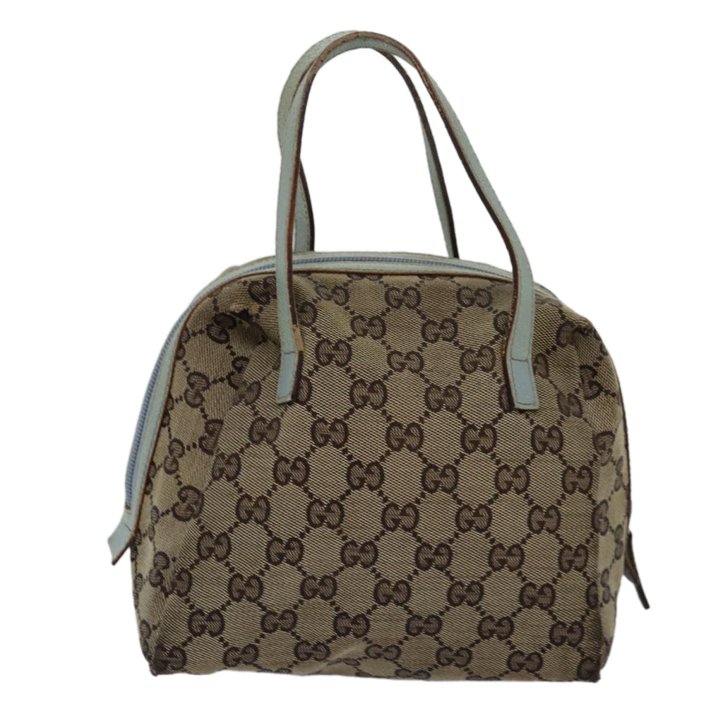 GUCCI GG Canvas Hand Bag Beige Light Blue 124542 yt1006