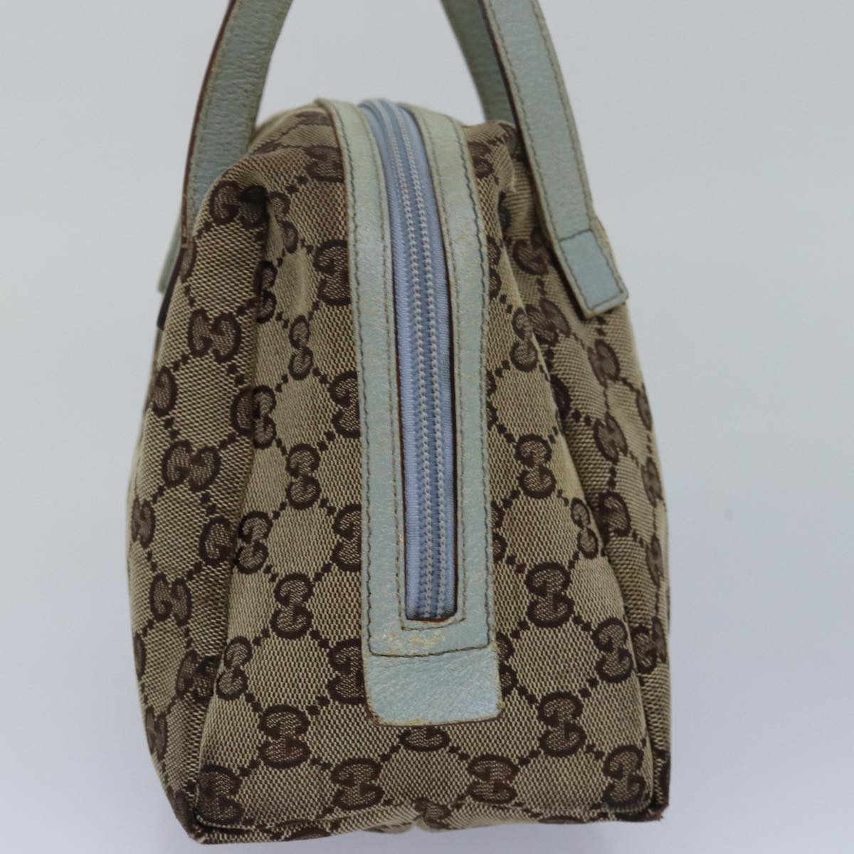 GUCCI GG Canvas Hand Bag Beige Light Blue 124542 yt1006