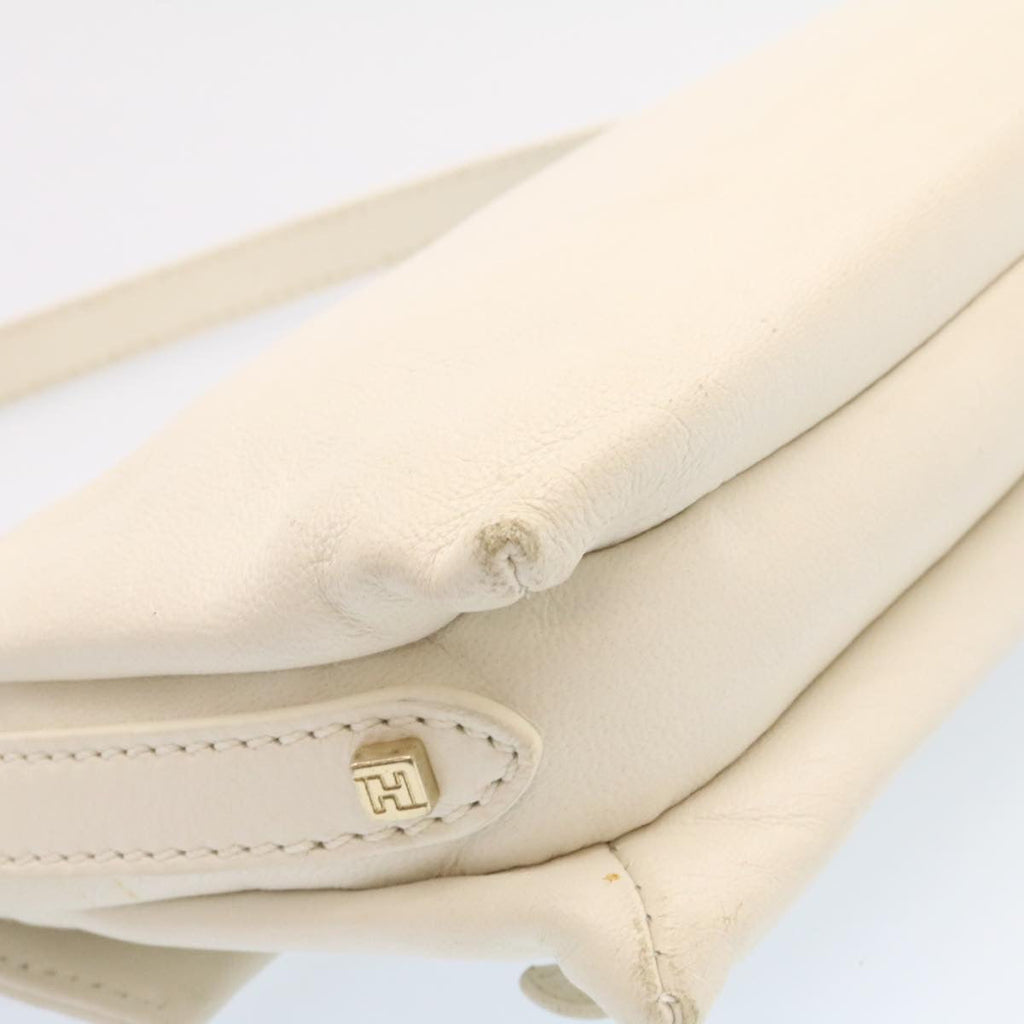 FENDI Shoulder Bag Leather White Gold yt530