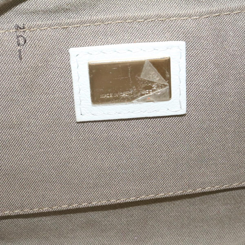 FENDI Shoulder Bag Leather White Gold yt530