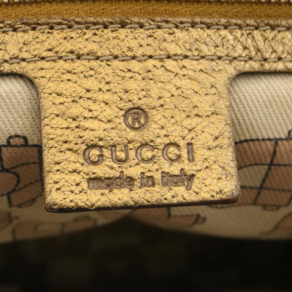 GUCCI Web Sherry Line GG Canvas Tote Bag Beige Pink gold yt703