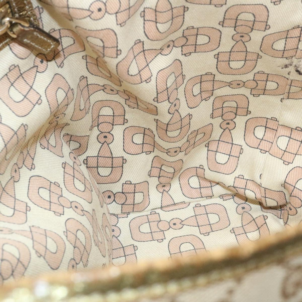 GUCCI Web Sherry Line GG Canvas Tote Bag Beige Pink gold yt703