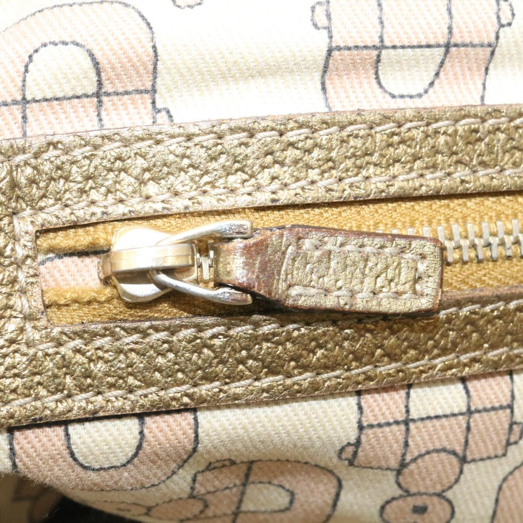 GUCCI Web Sherry Line GG Canvas Tote Bag Beige Pink gold yt703