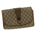 GUCCI Web Sherry Line GG Canvas Clutch Bag Beige Red Green yt864