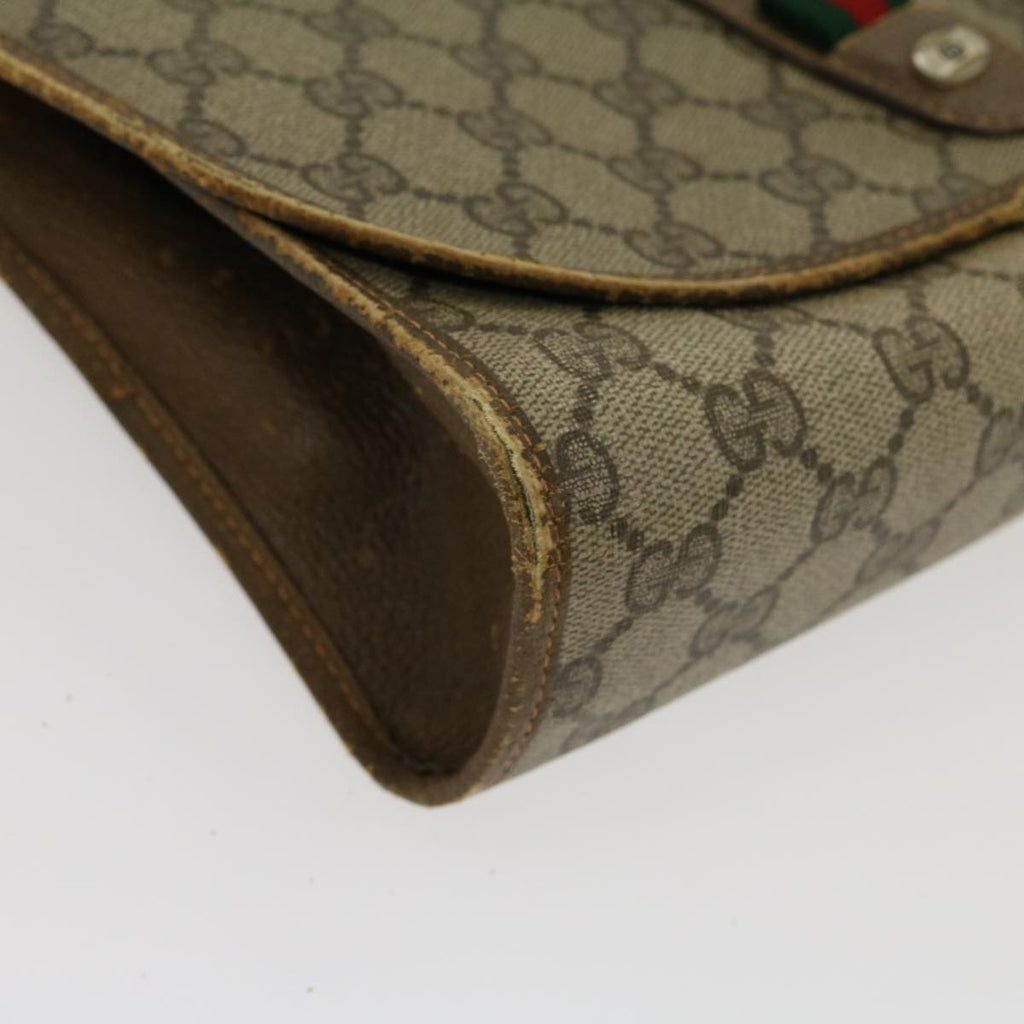 GUCCI Web Sherry Line GG Canvas Clutch Bag Beige Red Green yt864