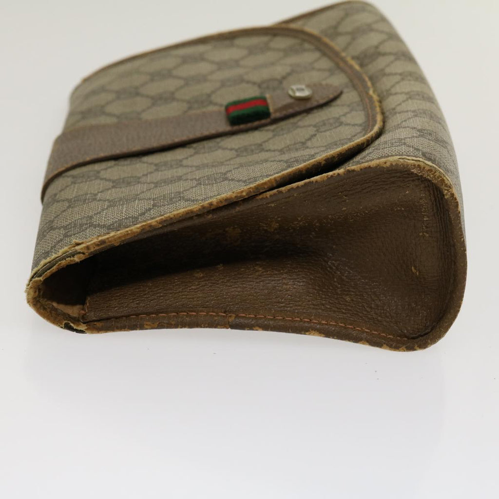GUCCI Web Sherry Line GG Canvas Clutch Bag Beige Red Green yt864