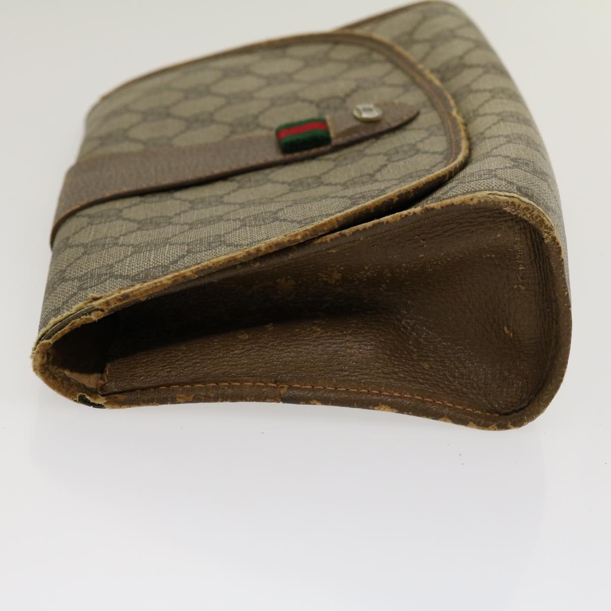 GUCCI Web Sherry Line GG Canvas Clutch Bag Beige Red Green yt864