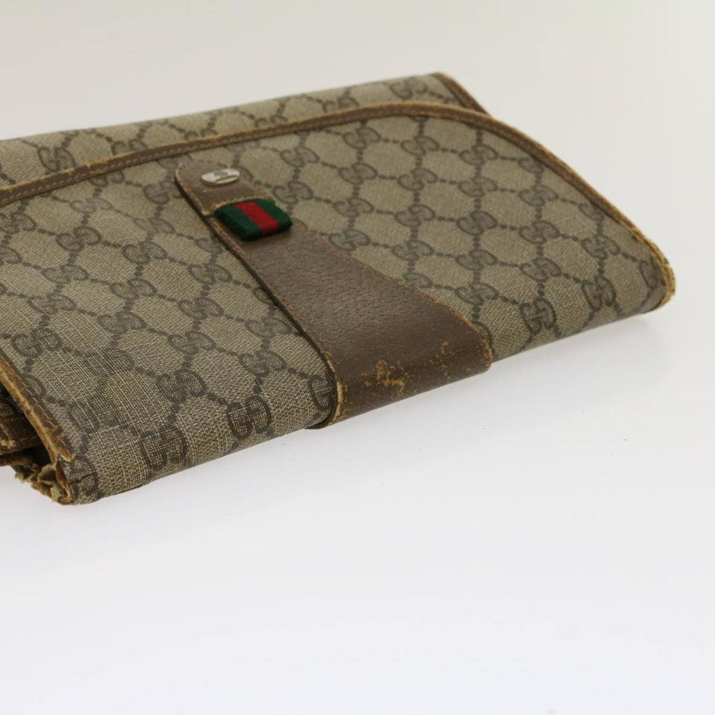 GUCCI Web Sherry Line GG Canvas Clutch Bag Beige Red Green yt864