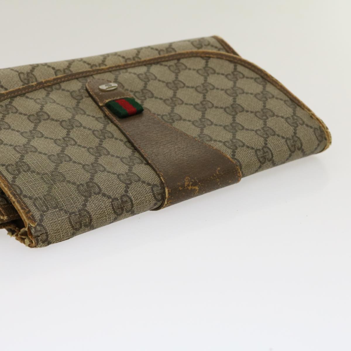 GUCCI Web Sherry Line GG Canvas Clutch Bag Beige Red Green yt864