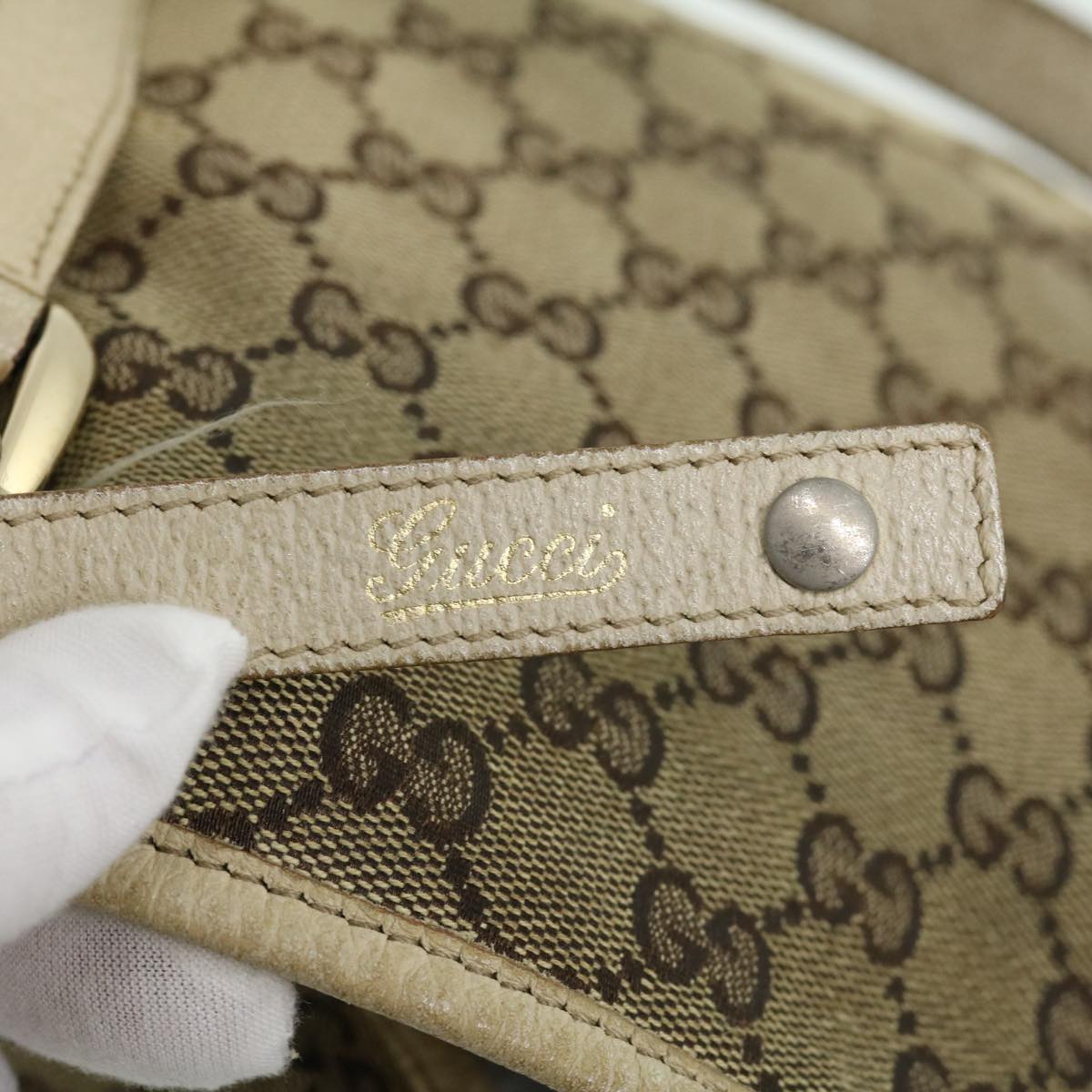 GUCCI GG Canvas Shoulder Bag Beige 130736 yt927