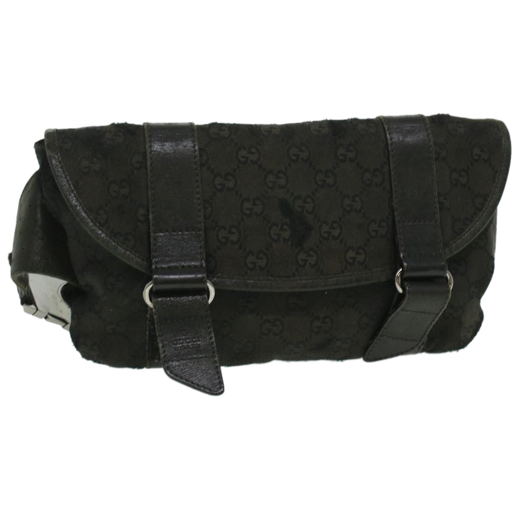 GUCCI GG Canvas Waist Bag Black 145851 200905 yt968