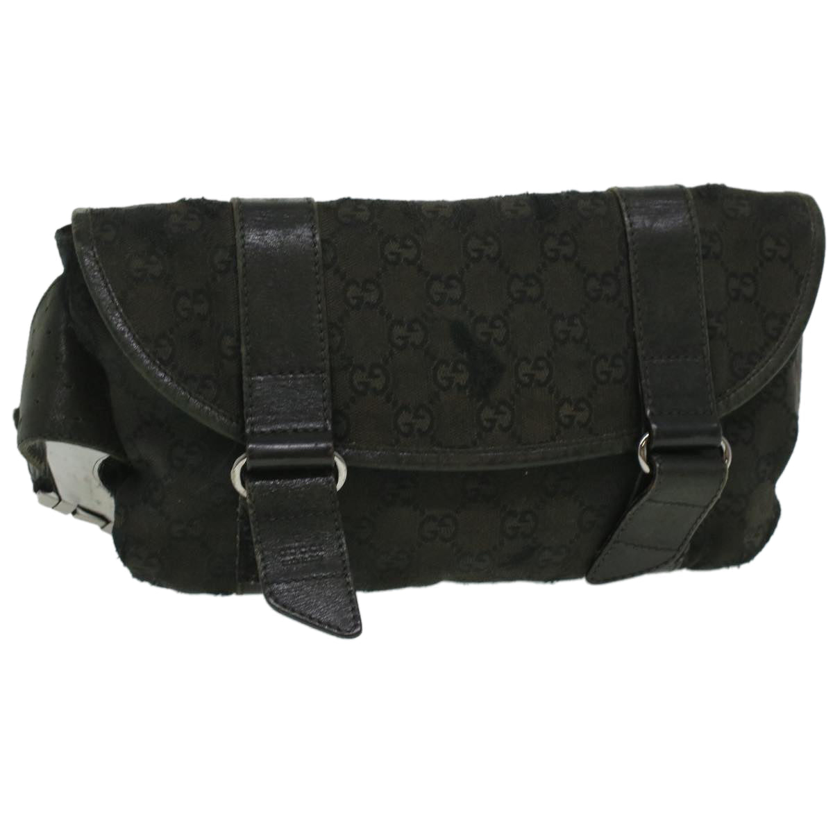 GUCCI GG Canvas Waist Bag Black 145851 200905 yt968