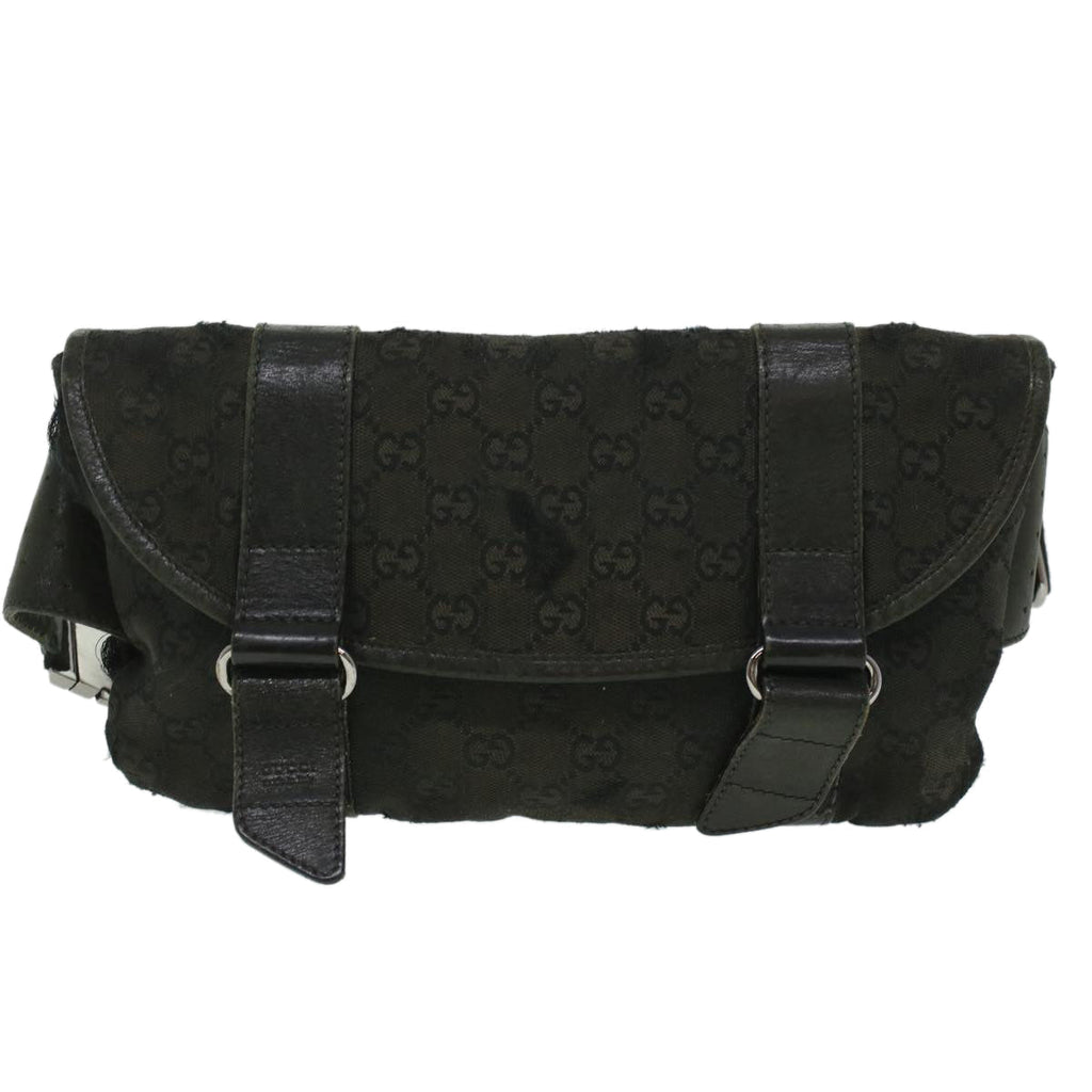GUCCI GG Canvas Waist Bag Black 145851 200905 yt968