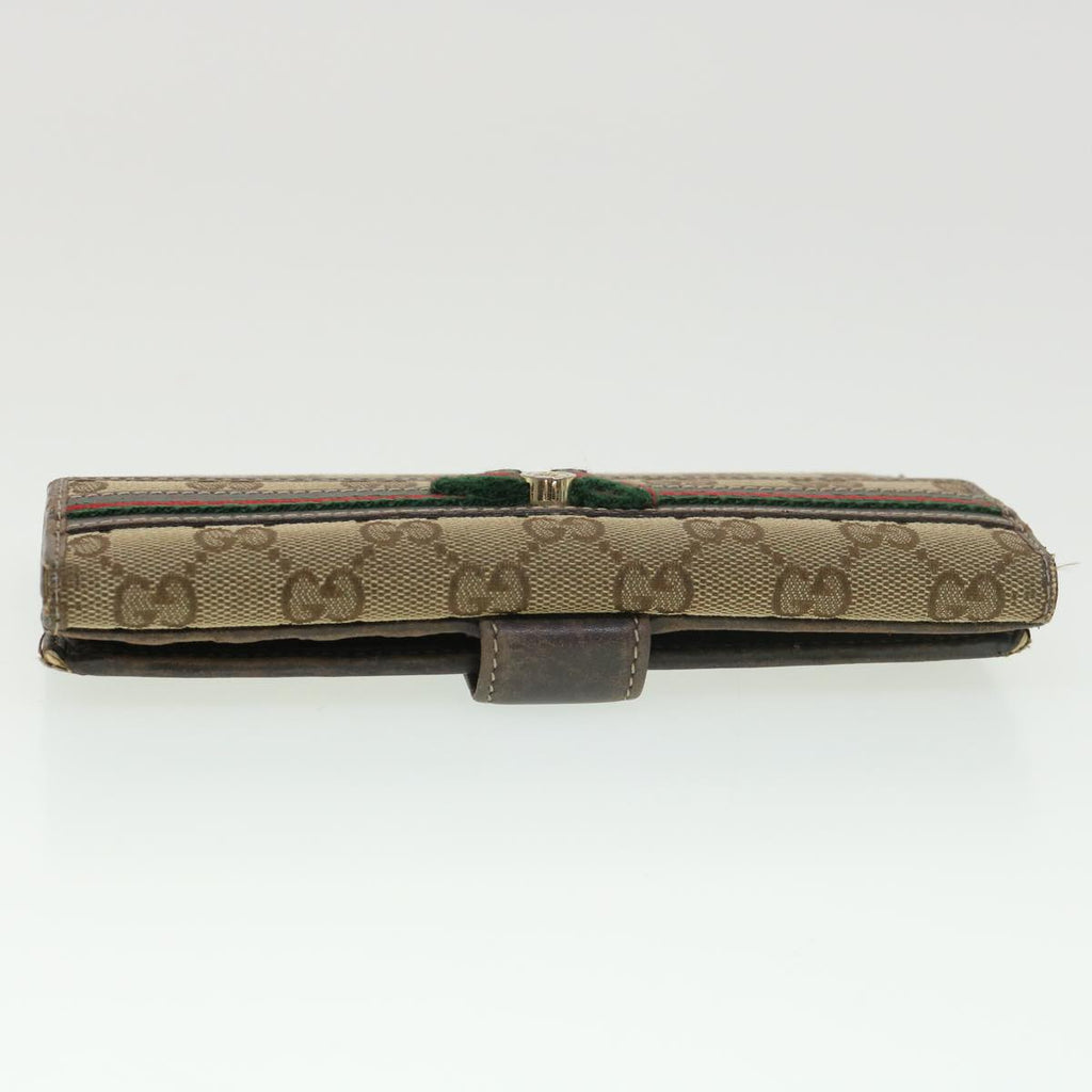 GUCCI GG Canvas Web Sherry Line Long Wallet 2Set Beige Brown Red yt976